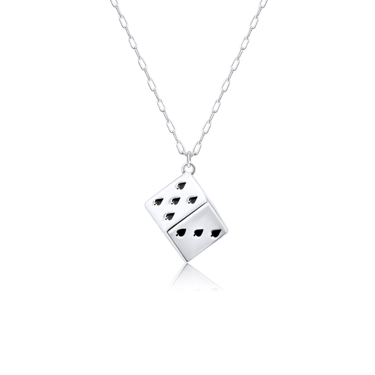 Sterling Silver Plated 3D Dice Pendant Necklace