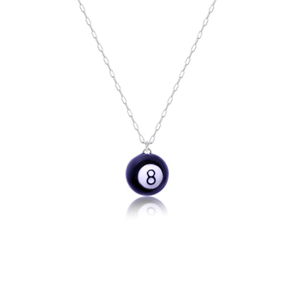 Sterling Silver Plated 3D 8Ball Pendant Necklace