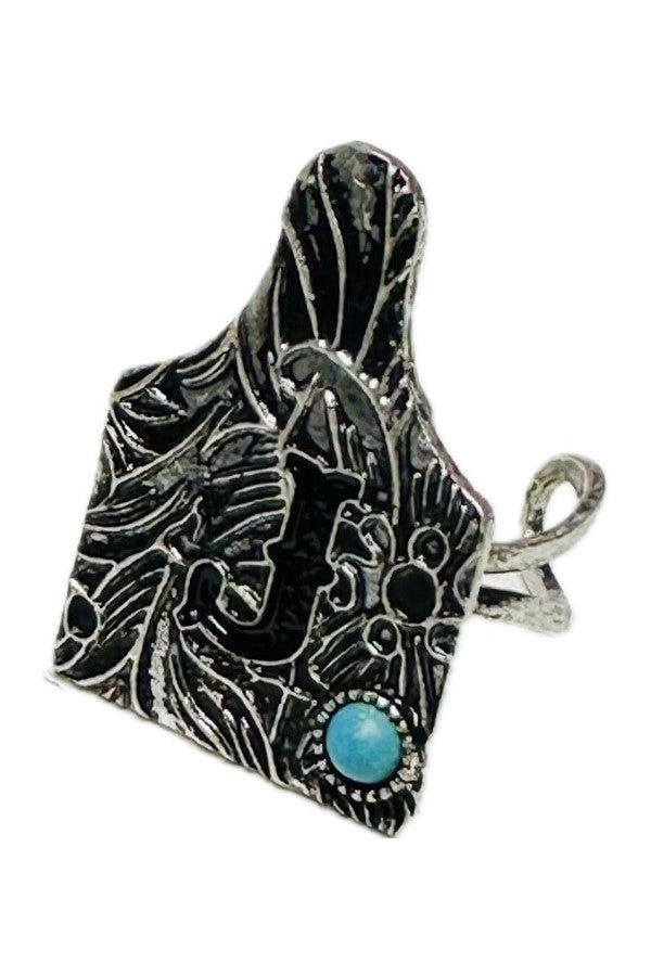 WESTERM CATTLE TAG INITIAL CUFF RING