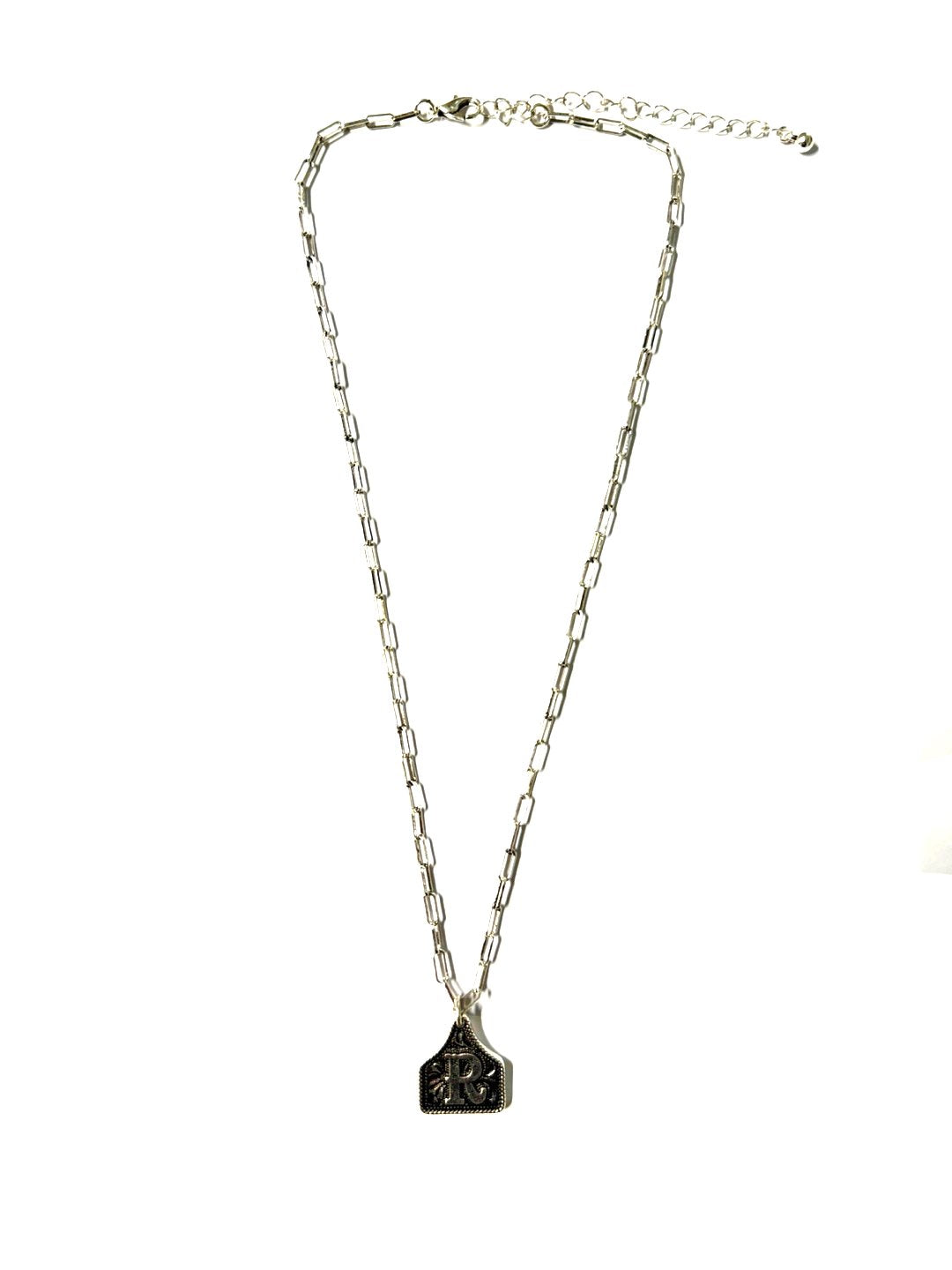 Western Etched Initial Necklace