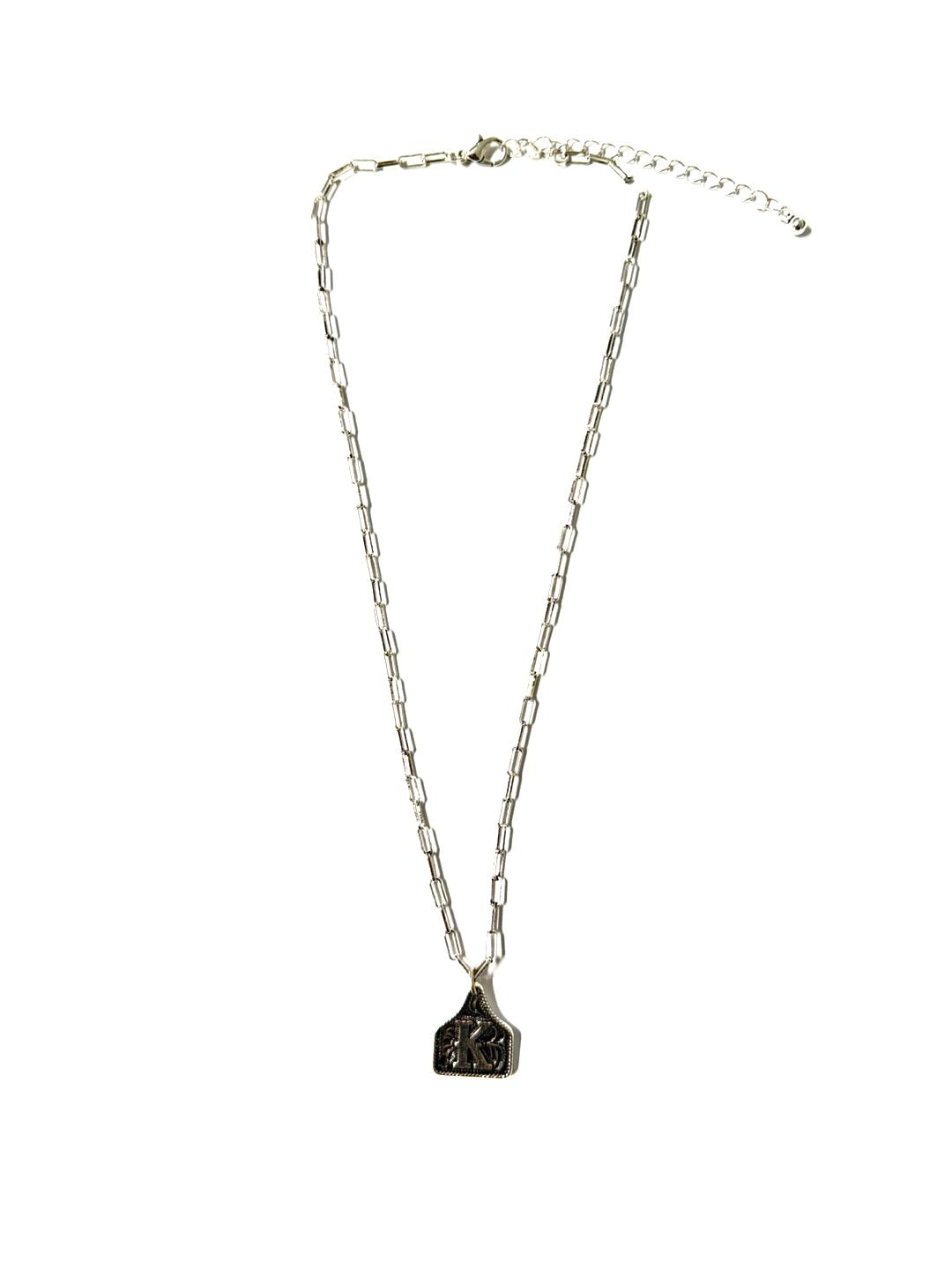 Western Etched Initial Necklace