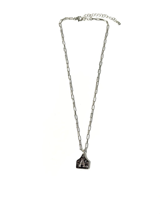 Western Etched Initial Necklace