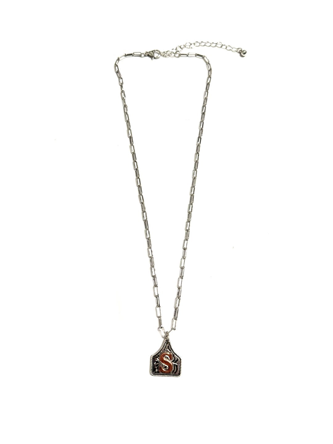 Western Etched Initial Necklace