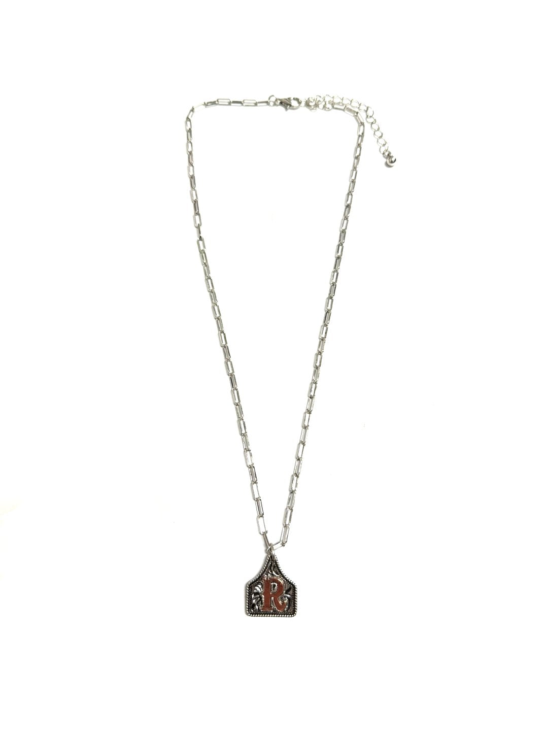 Western Etched Initial Necklace