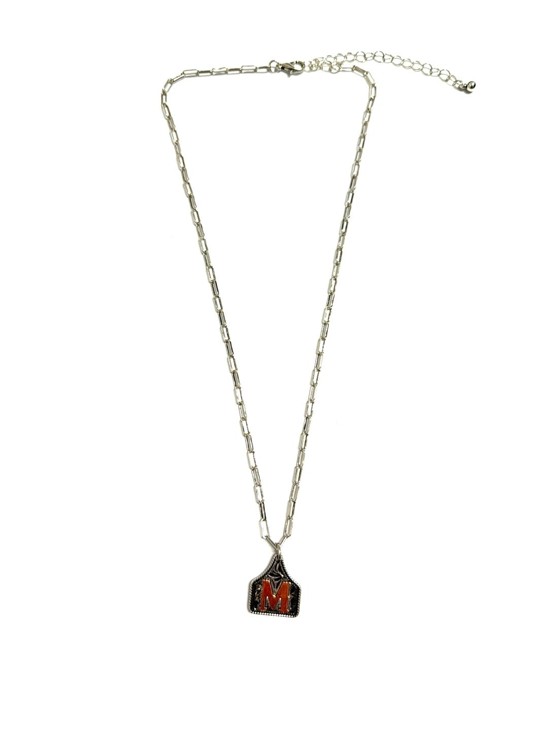 Western Etched Initial Necklace