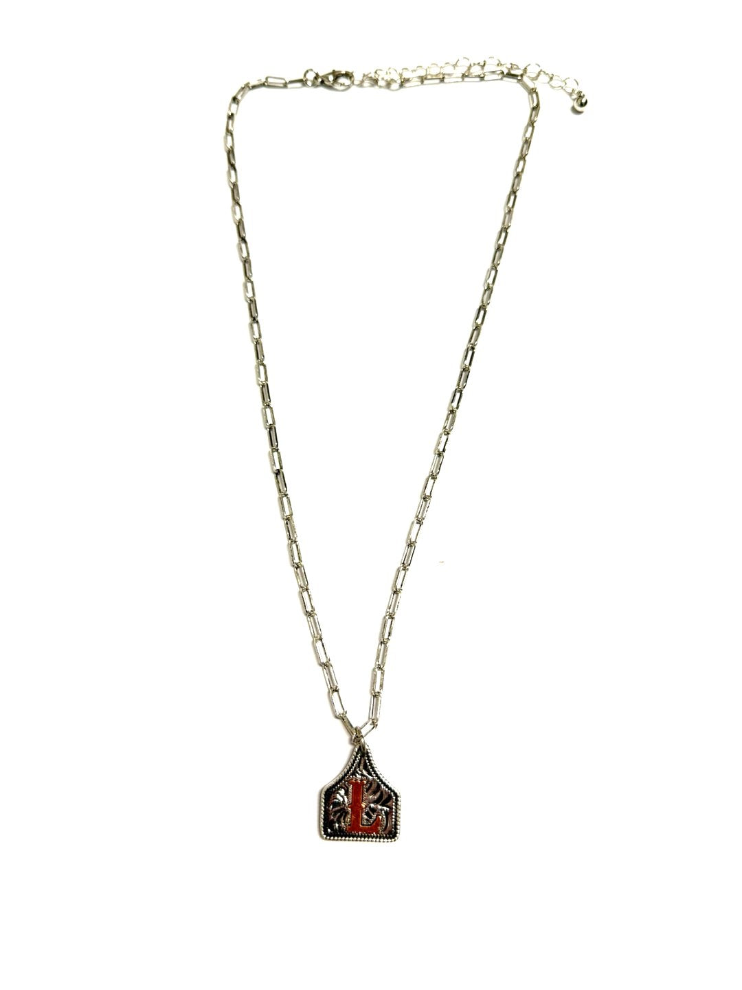 Western Etched Initial Necklace