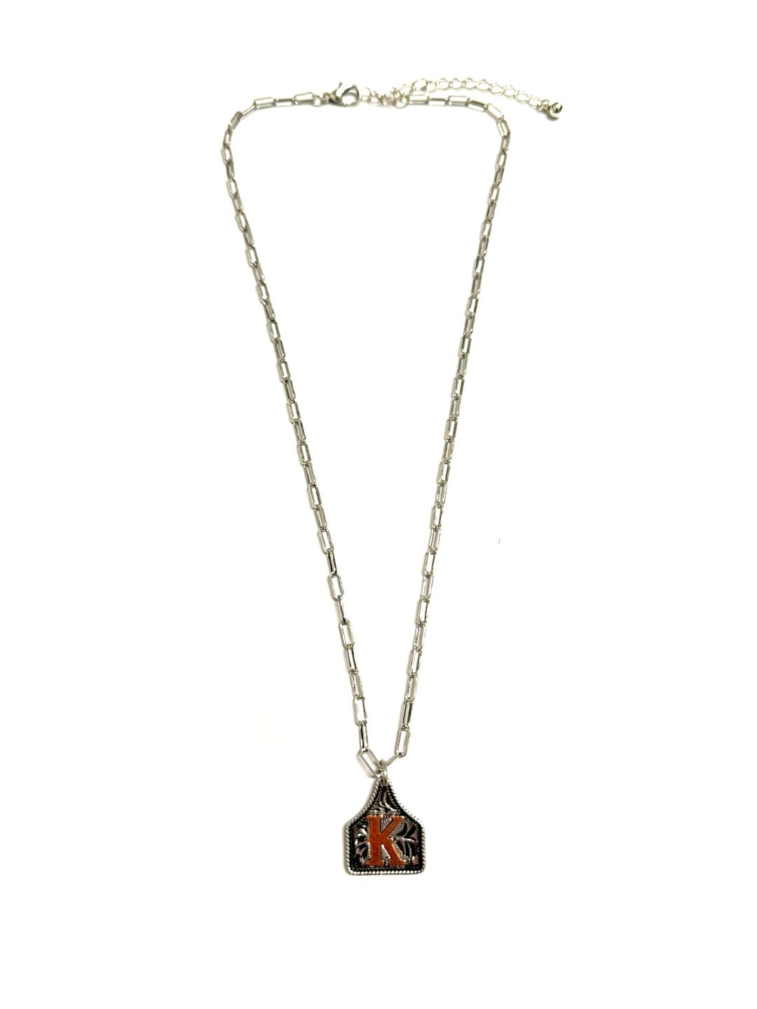 Western Etched Initial Necklace