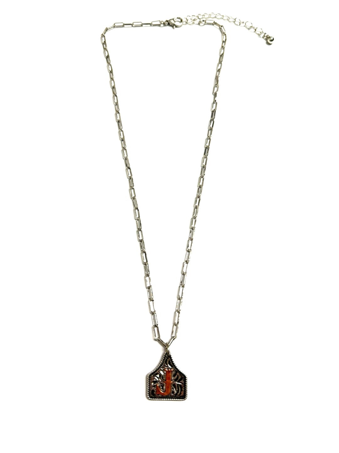 Western Etched Initial Necklace