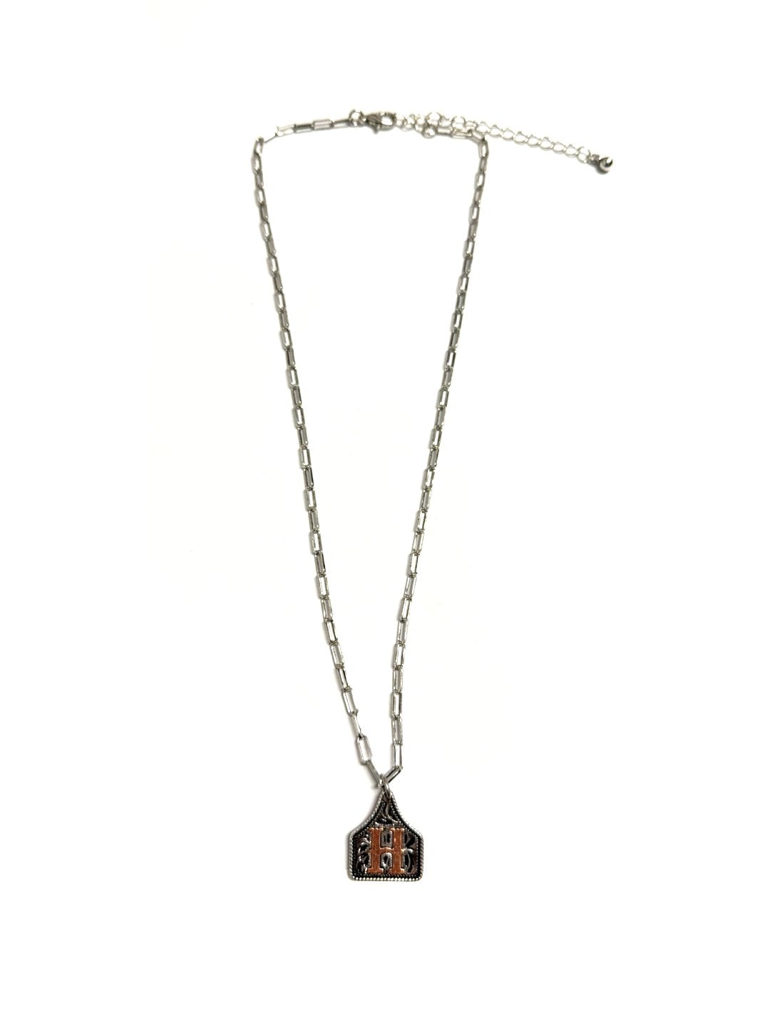 Western Etched Initial Necklace