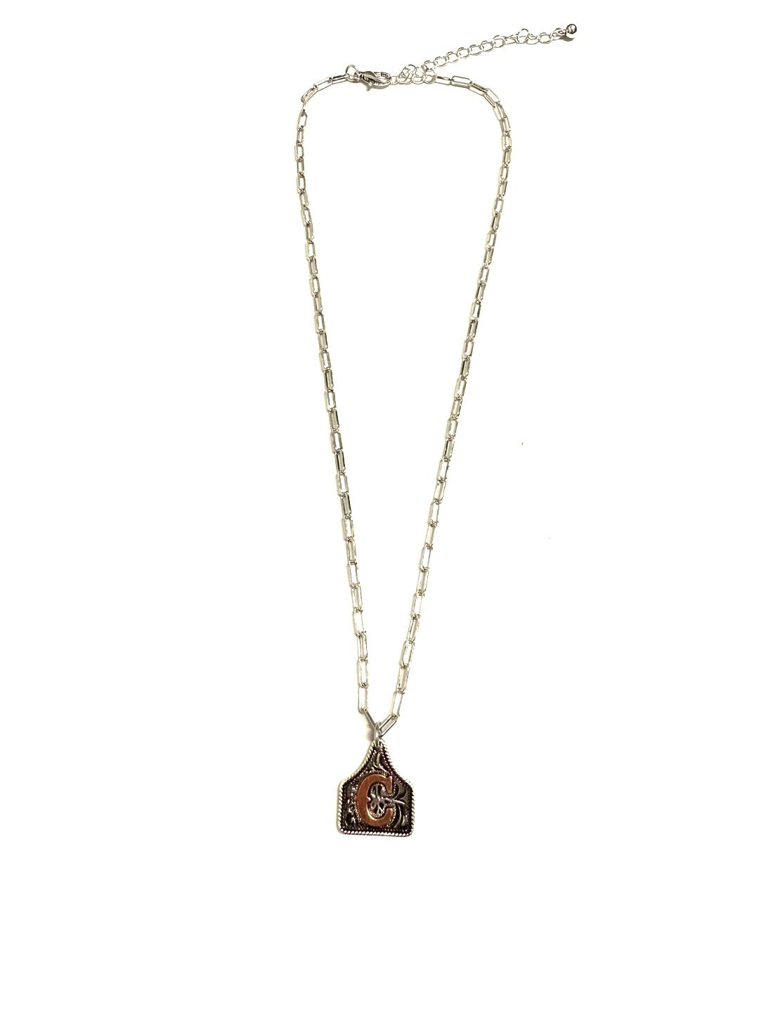 Western Etched Initial Necklace