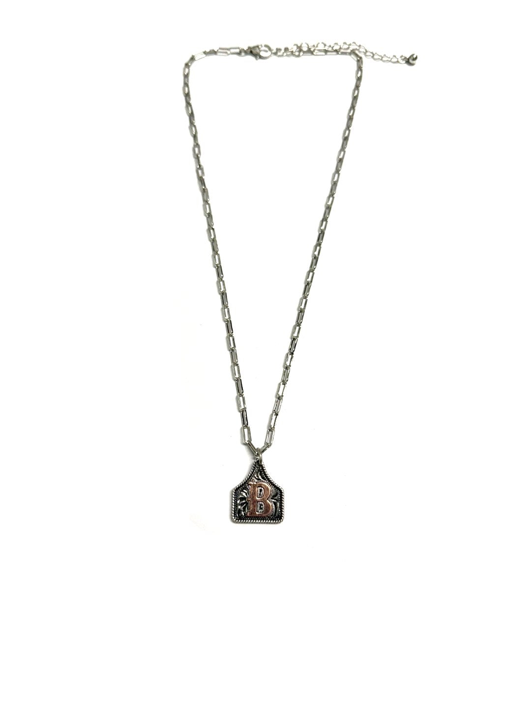 Western Etched Initial Necklace