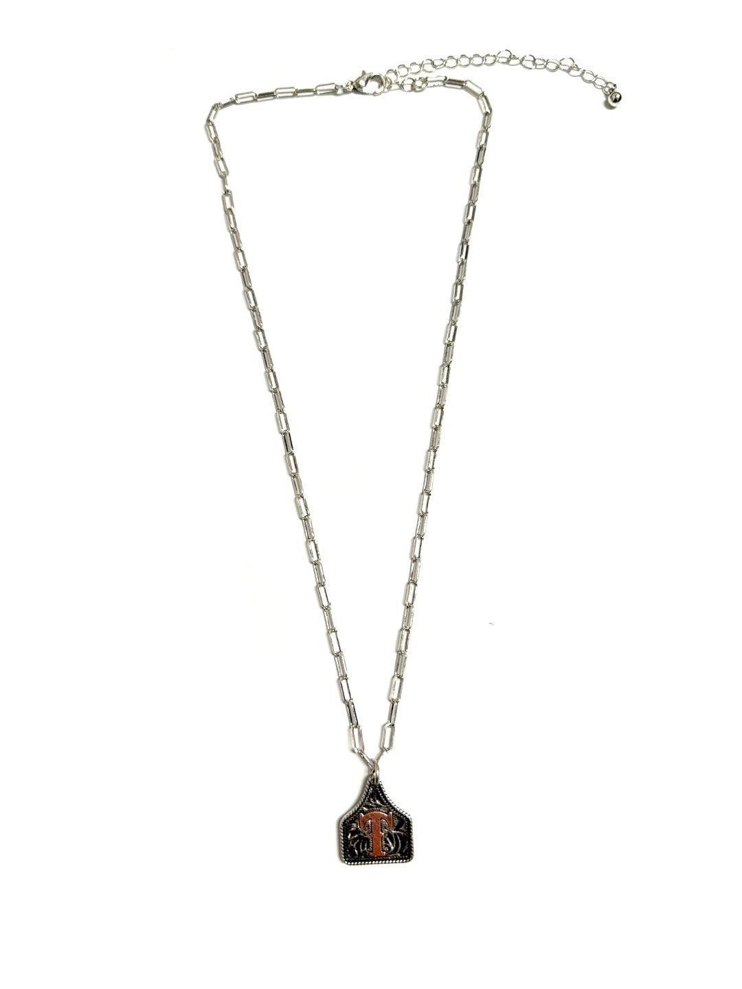 Western Etched Initial Necklace