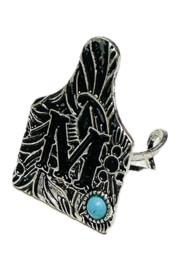 WESTERM CATTLE TAG INITIAL CUFF RING