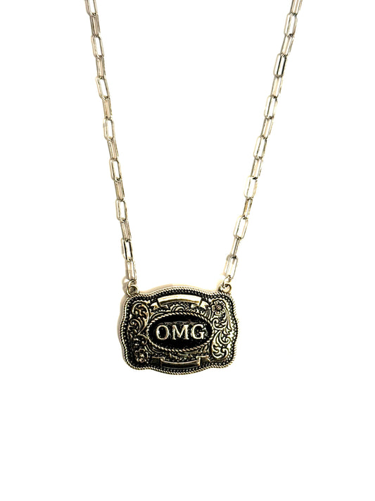 OMG Western Belt Buckle Necklace