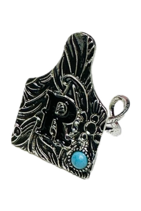 WESTERM CATTLE TAG INITIAL CUFF RING