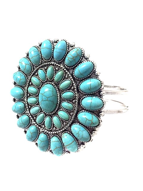 Western Turquoise Concho Hinge Bracelet
