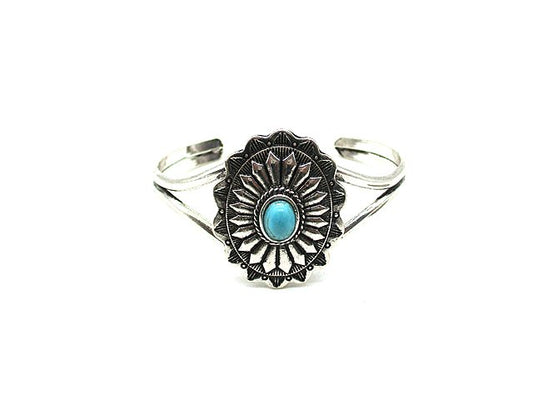 Western Turquoise Concho Brass Cuff Bracelet