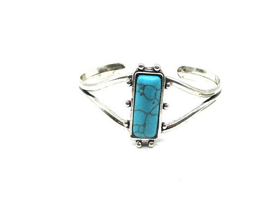 Western Turquoise Stone Brass Cuff Bracelet