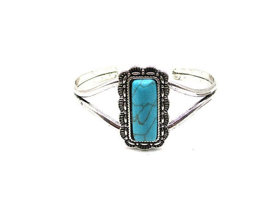 Western Turquoise Stone Brass Bracelet