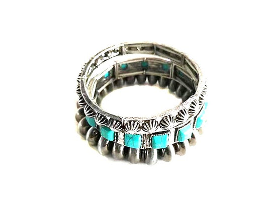 Western 3 Strand Navajo Pearl Stretch Bracelet