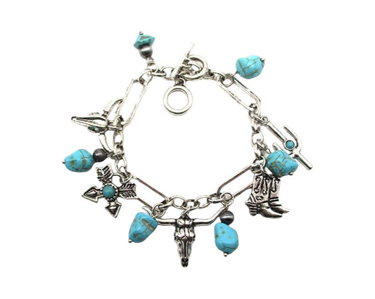 Western Steerhead Turquoise Charm Bracelet