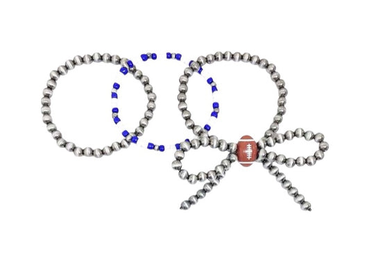 Ribbon Gameday Football Multi Layered Pearl Stretch Bracelet
