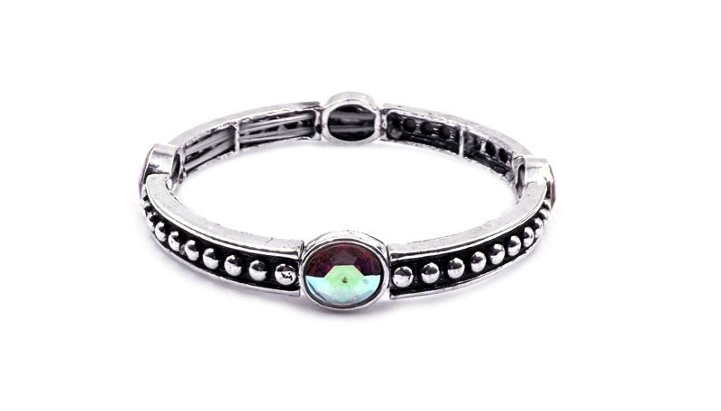 Western Oval Stone Bubble Stretch Bracelet