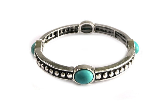 Western Oval Stone Bubble Stretch Bracelet