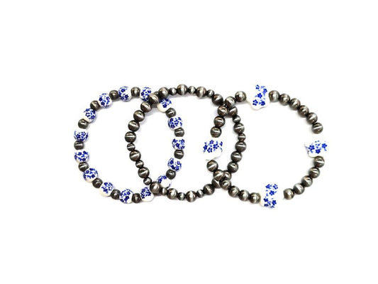 Western 3 Strand Navajo Ceramic Stretch  Bracelet