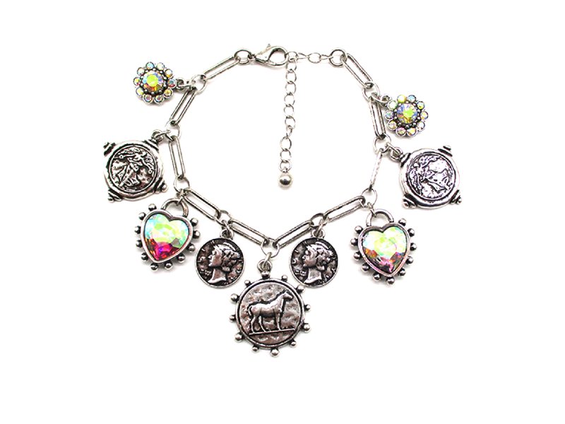 Western Coin Theme Charm Bracelet