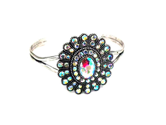 Western AB Stone Oval Concho Cuff Bracelet