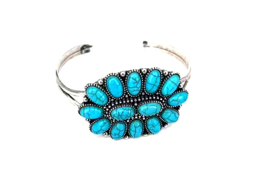 Western Turquoise Concho Cuff Bracelet