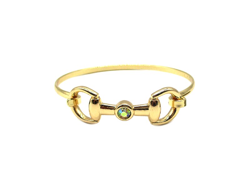 Western Snaffle Bit AB Stone Wire Bracelet
