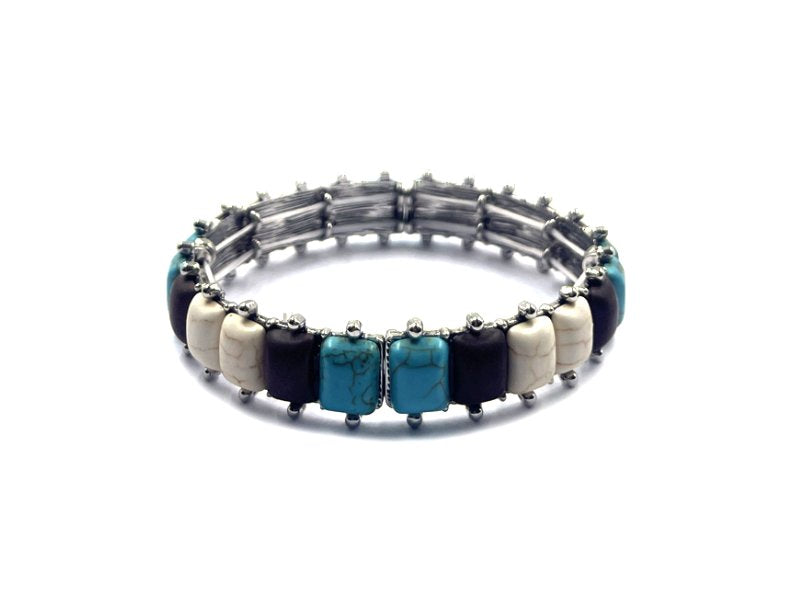 Western Multi Turquoise Stone Stretch Bracelet