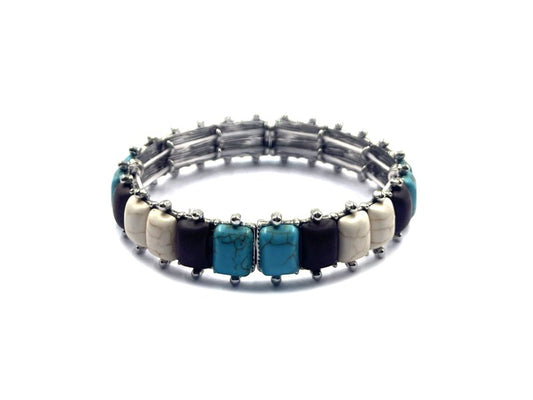 Western Multi Turquoise Stone Stretch Bracelet