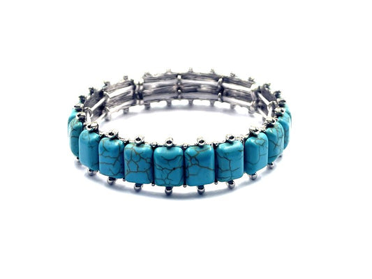 Western Turquoise Stone Stretch Bracelet