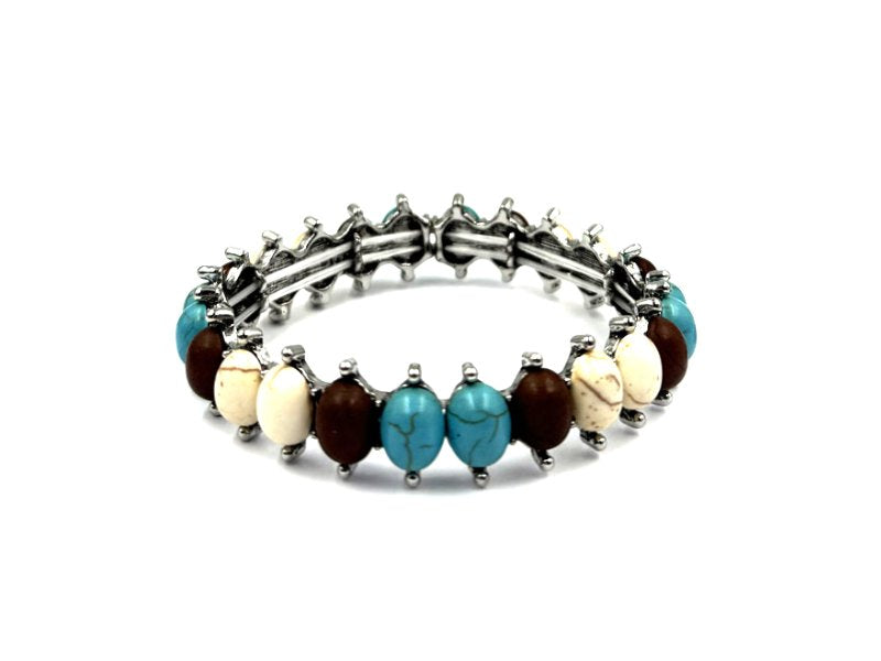 Western Multi Turquoise Stone Stretch Bracelet
