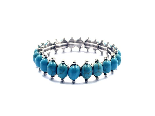 Western Turquoise Stone Stretch Bracelet