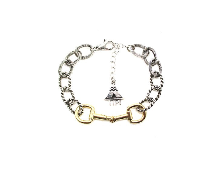 Western Snaffle Bit Two Tone Chain Bracelet