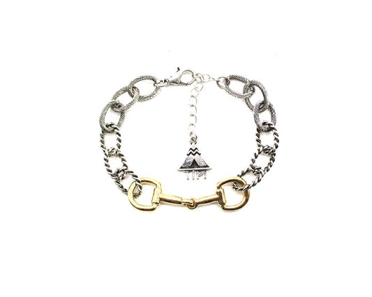 Western Snaffle Bit Two Tone Chain Bracelet