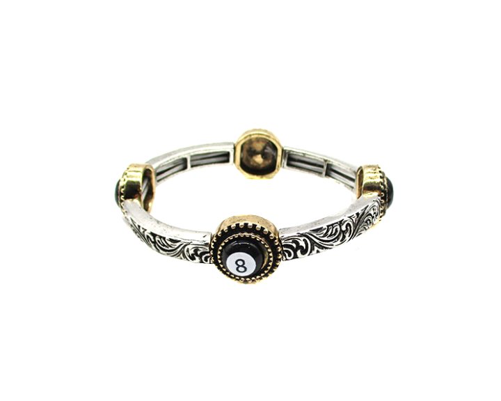 8Ball Engraved Stretch Bracelet