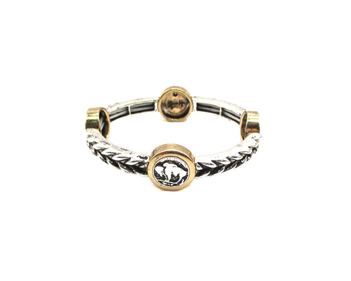 Western Buffalo Coin Twisted Stretch Bracelet