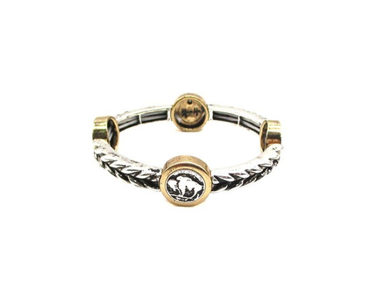Western Buffalo Coin Twisted Stretch Bracelet