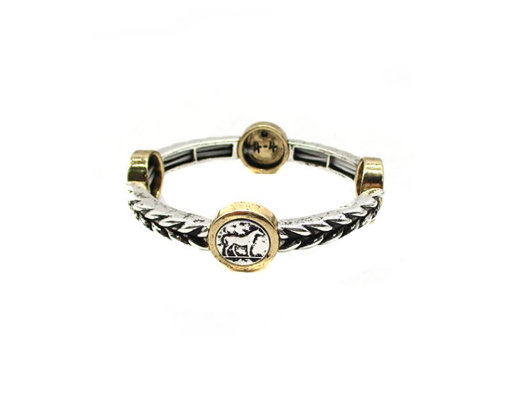 Western Horse Coin Twisted Stretch Bracelet