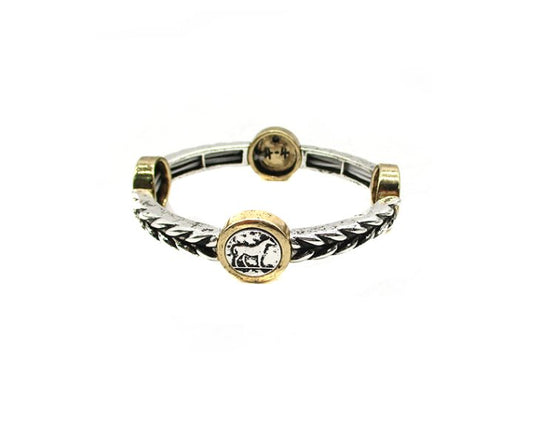 Western Horse Coin Twisted Stretch Bracelet