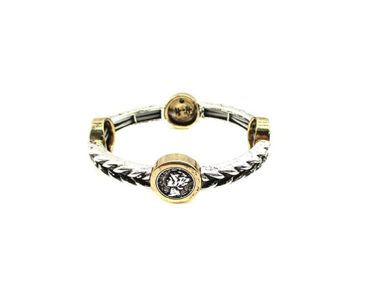 Western Liberty Coin Twisted Stretch Bracelet