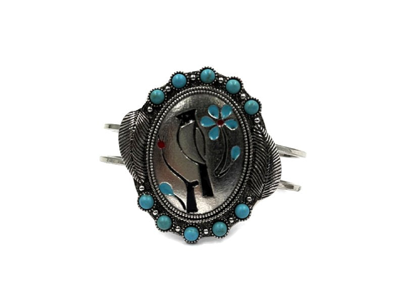 Western Turquoise Oval Cardinal Hinge Bracelet