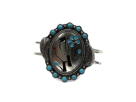 Western Turquoise Oval Cardinal Hinge Bracelet