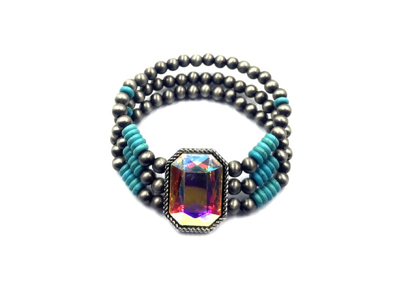 Western 3 Layered Navajo Pearl Stretch Bracelet