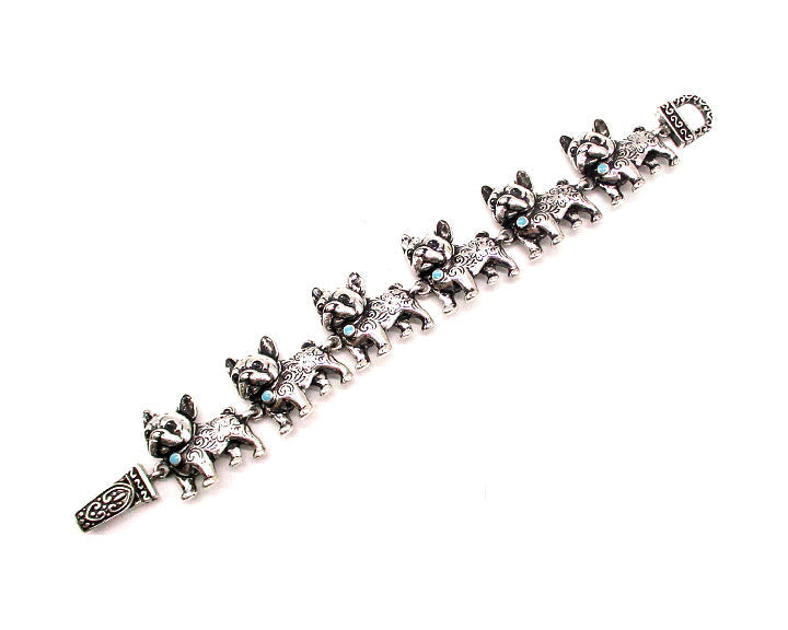 Western French Bulldog Turquoise Magnetic Bracelet